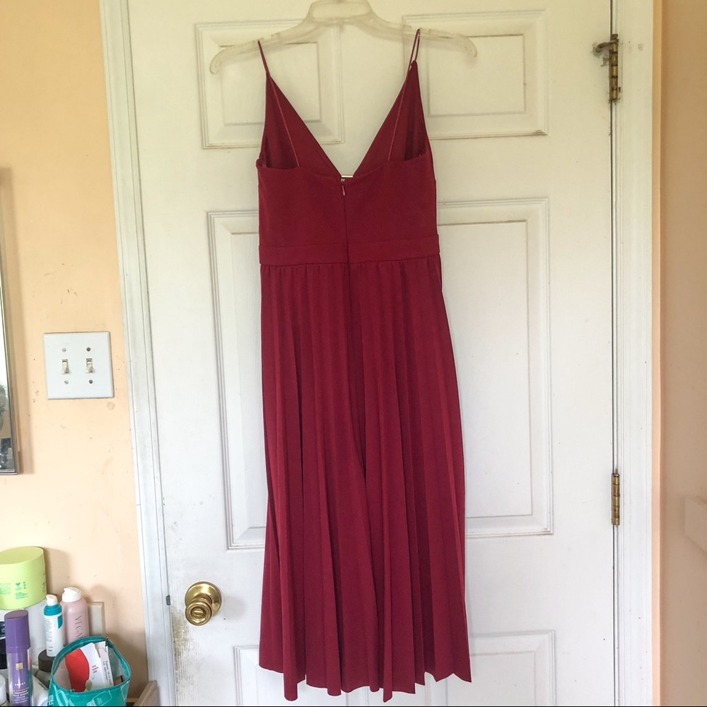 SOLD Red pleated midi dress - Picture 6 of 7